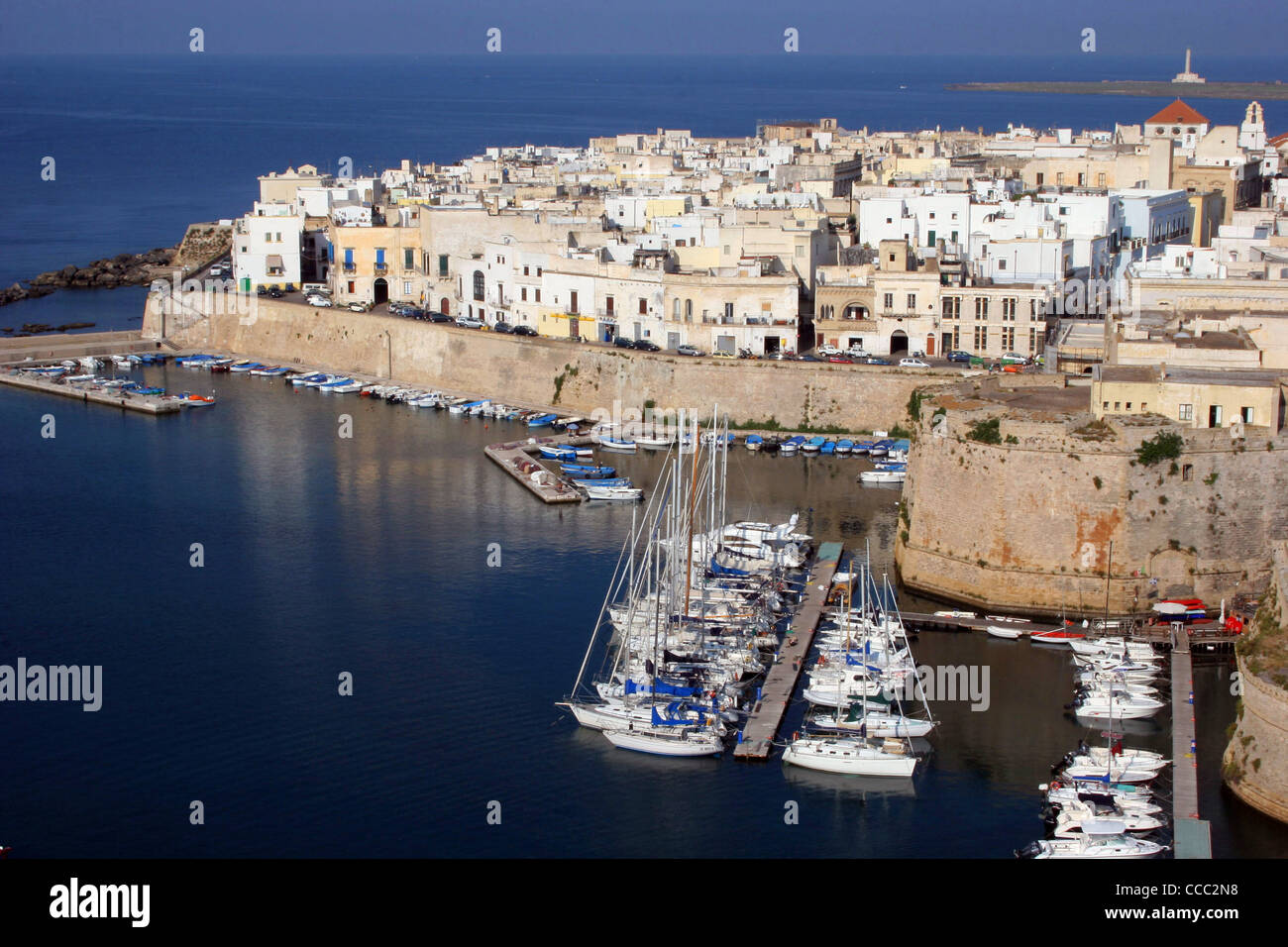 Panoramic view of the old town, Gallipoli, Salentine Peninsula, Apulia, Italy Stock Photo