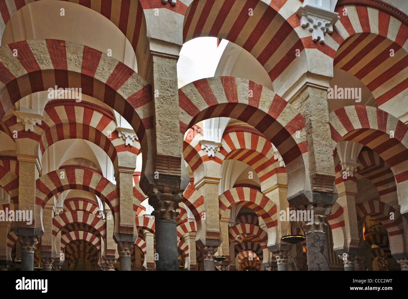 EUROPE, SPAIN, Cordoba, Mezquita (originally 8th Century Mosque), interior with Moorish arches Stock Photo
