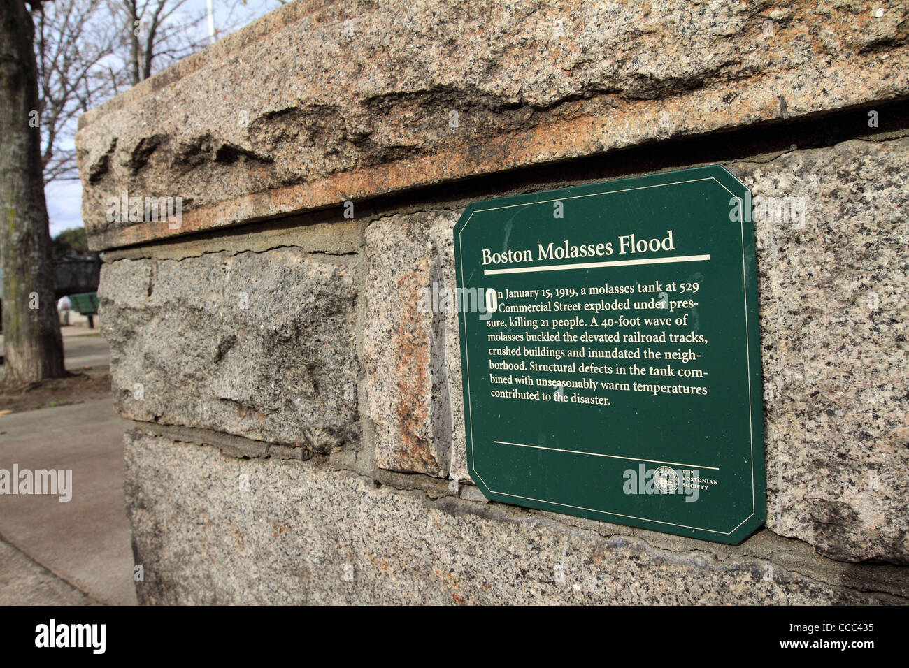 Historical Plaque Commemorating The Molasses Flood Of 1919 In Boston 