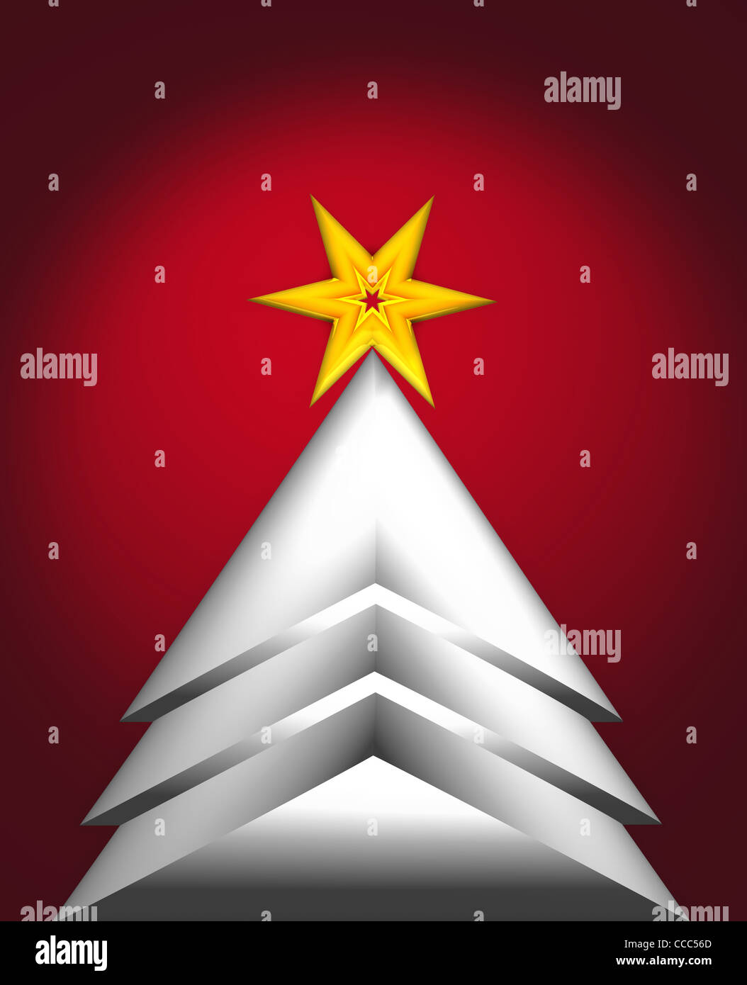 3d metallic texture Christmas tree with yellow star on the top over red ...