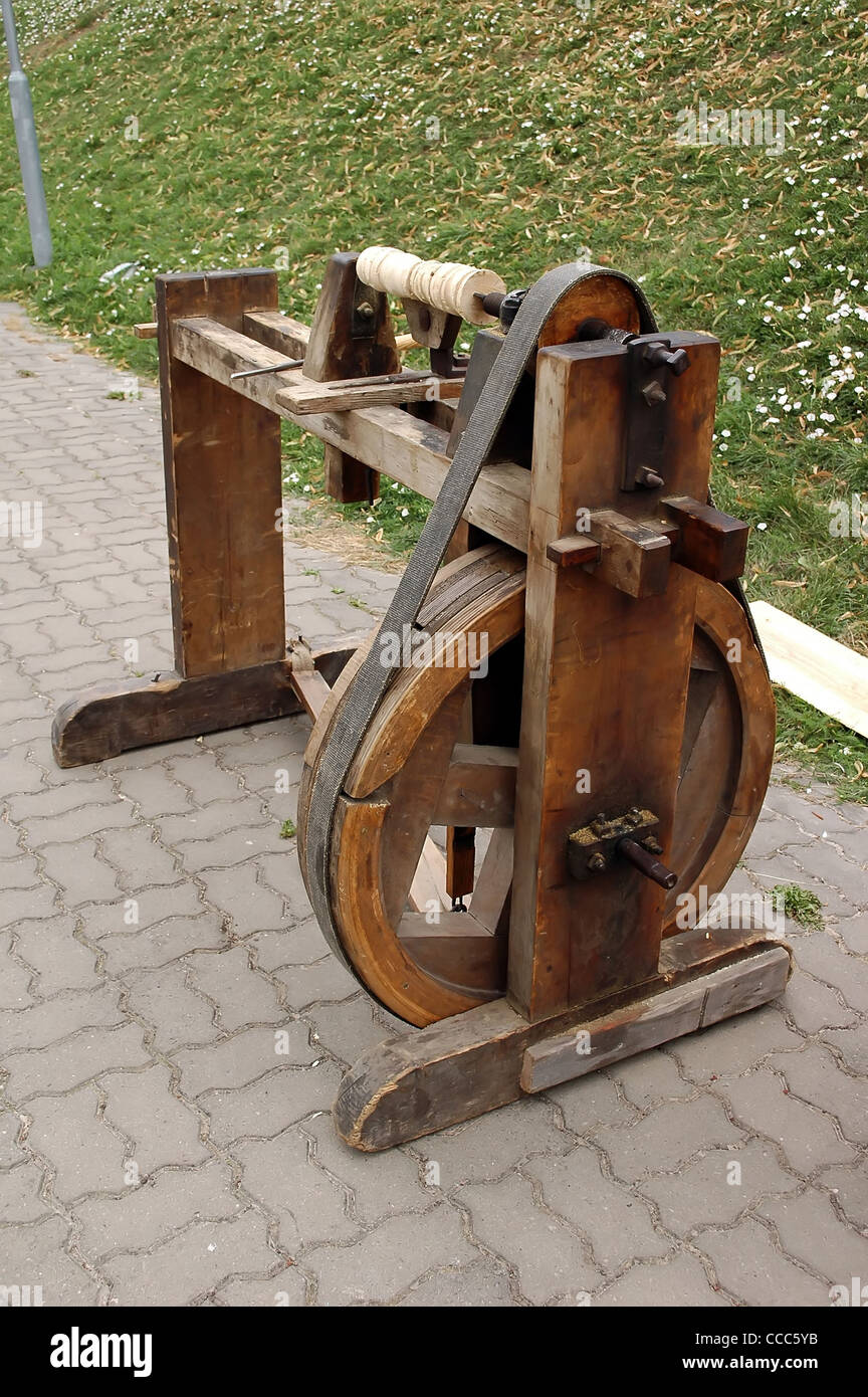 Historic Wood Turning Machine Stock Photo Alamy