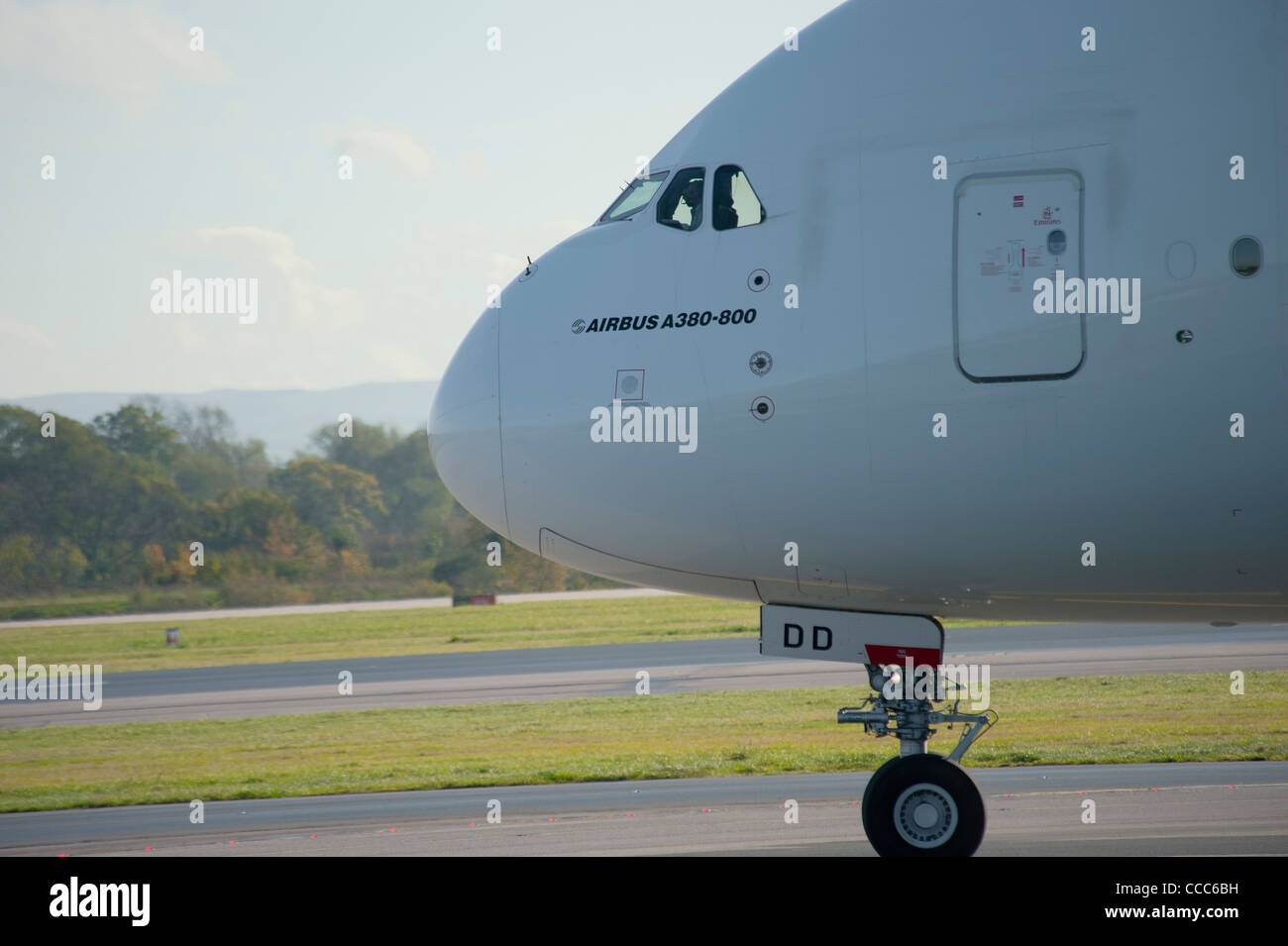 Airbus A380-800 At Manchester Airport England Uk Stock Photo