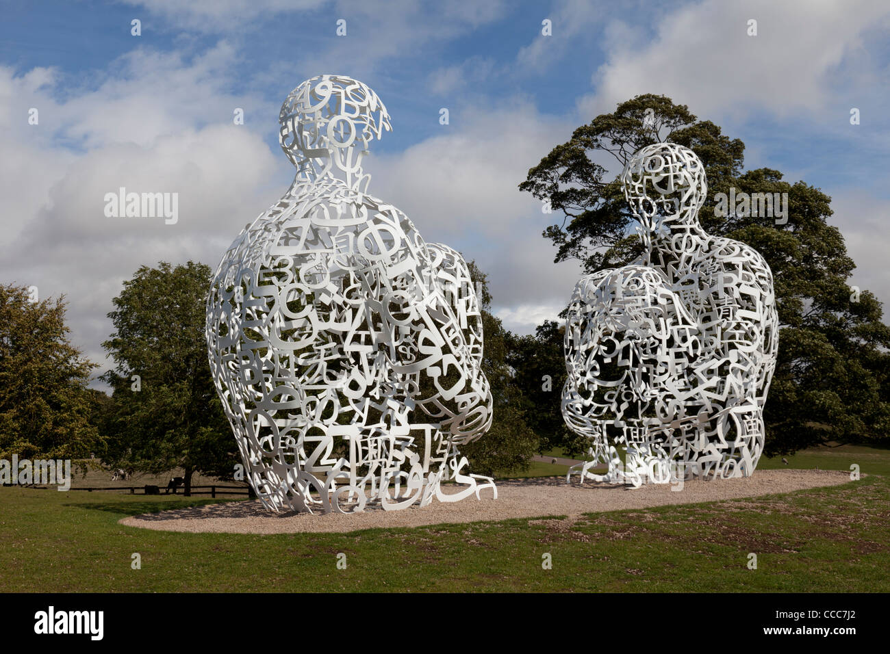 Spiegel by  jaume plensa at Yorkshire Sculpture Park, UK Stock Photo