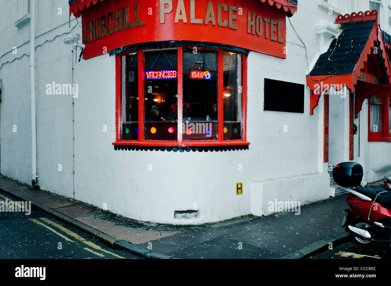 The Churchill Palace Hotel in Brighton advertises vacancies in it's front  window. Picture by Pete Gawlik Stock Photo - Alamy