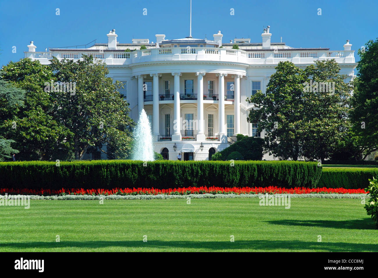 The White House in Washington DC with beautiful blue sky Stock Photo