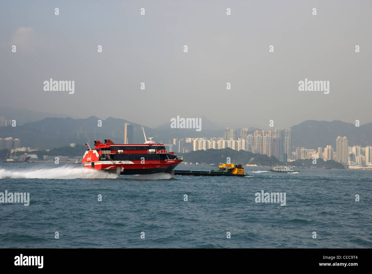 madeira hydrofoil macau ferry crosses belchers bay in victoria harbour hong kong hksar china asia Stock Photo