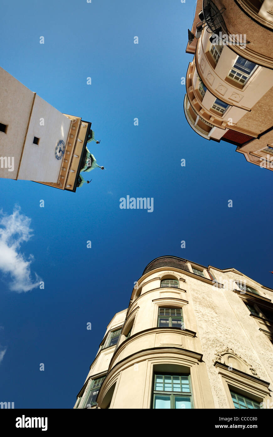 Looking up outside the town hall in Brno, Czech Republic Stock Photo