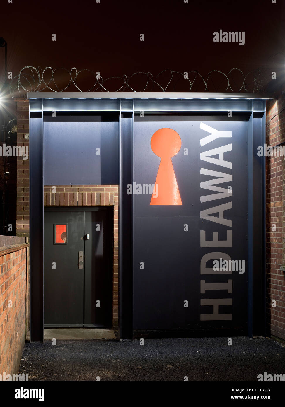 club entrance with closed door Stock Photo Alamy
