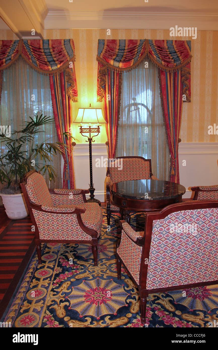 Wentworth by the Sea hotel lobby, New Castle, New Hampshire Stock Photo