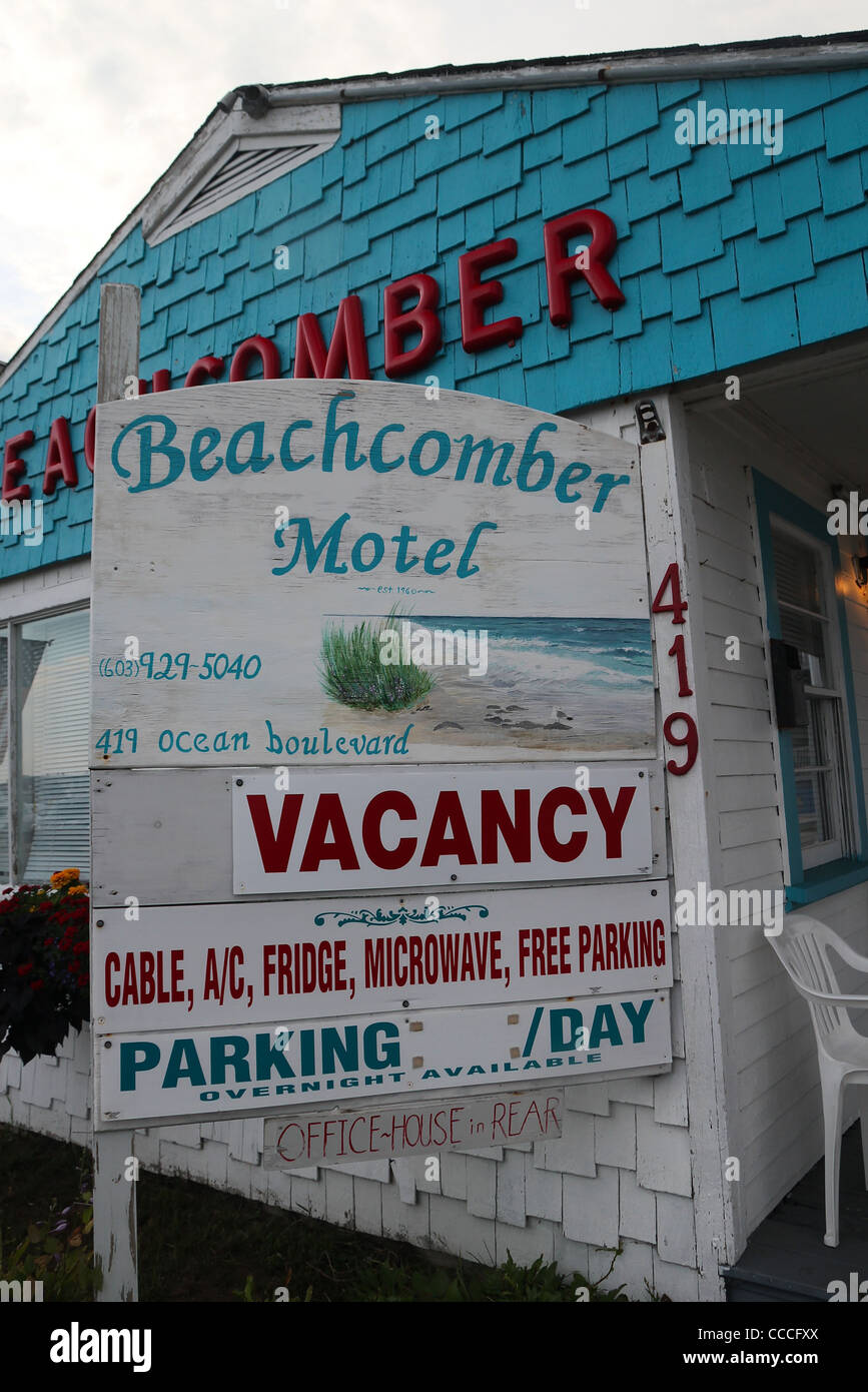 Sign at a motel in the seaside vacation community of Hampton Beach, New Hampshire Stock Photo