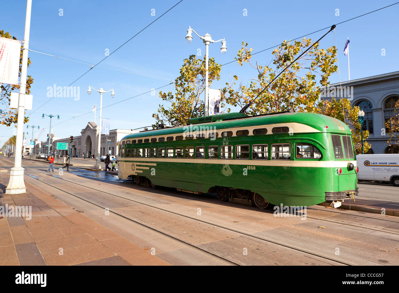 Vintage trolley bus still in use by San Francisco Municipal Transportation Agency Stock Photo