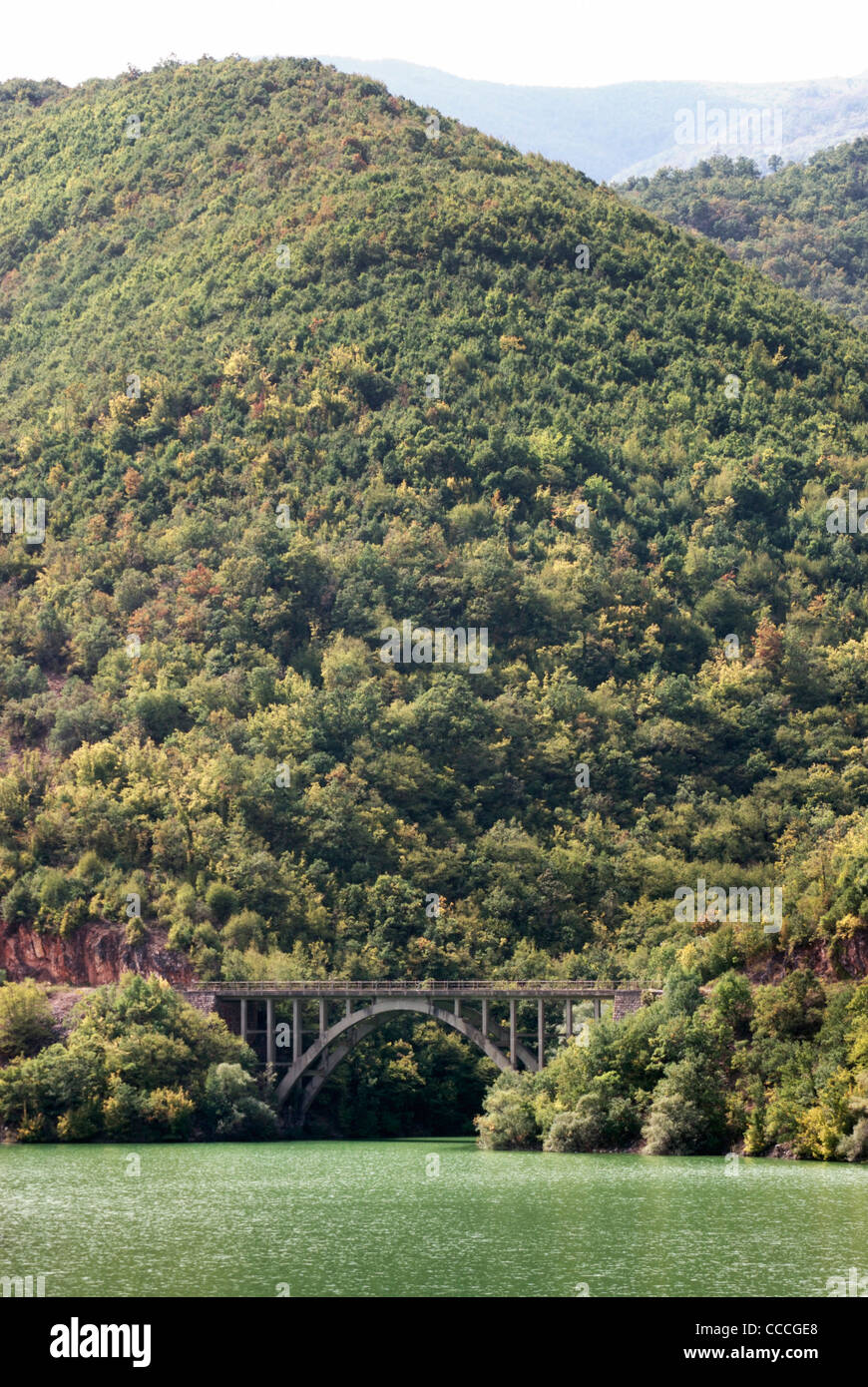 Bridge across the Black Drim River in Mavrovo region near Debar, Macedonia Stock Photo