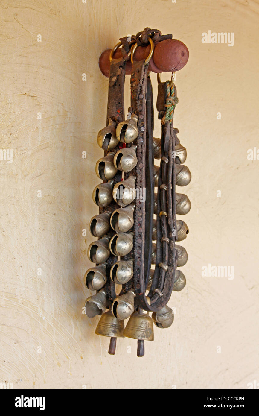 Ghungroo, musical anklet, many small metallic bells strung together, India Stock Photo
