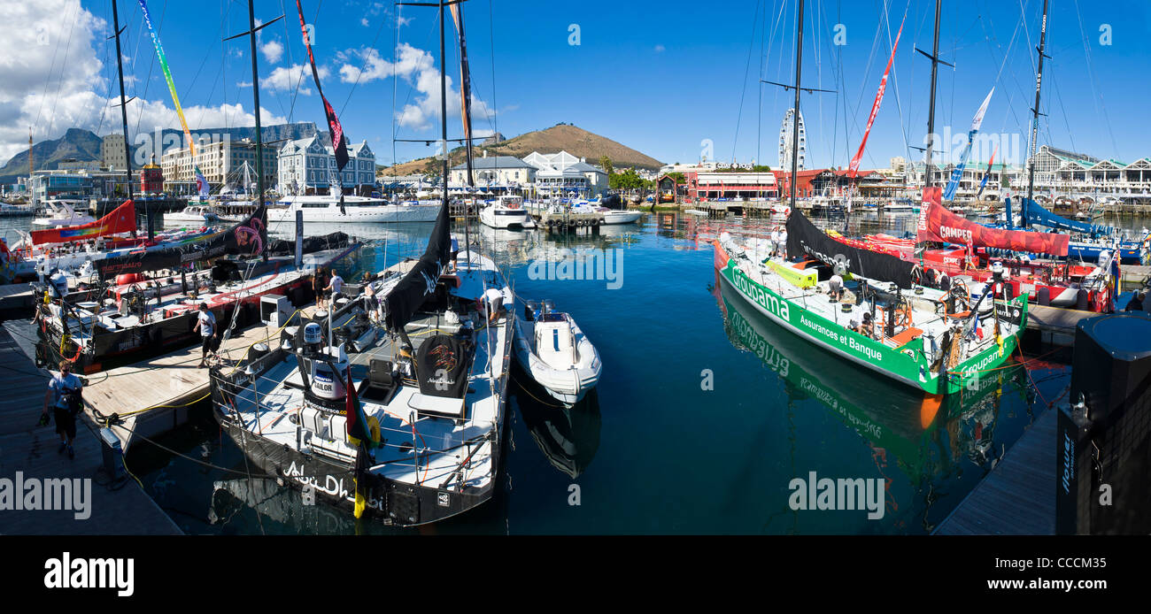Volvo Ocean race crews at V&A Waterfront prepare for the 2nd leg from Cape Town South Africa to Abu Dhabi Stock Photo