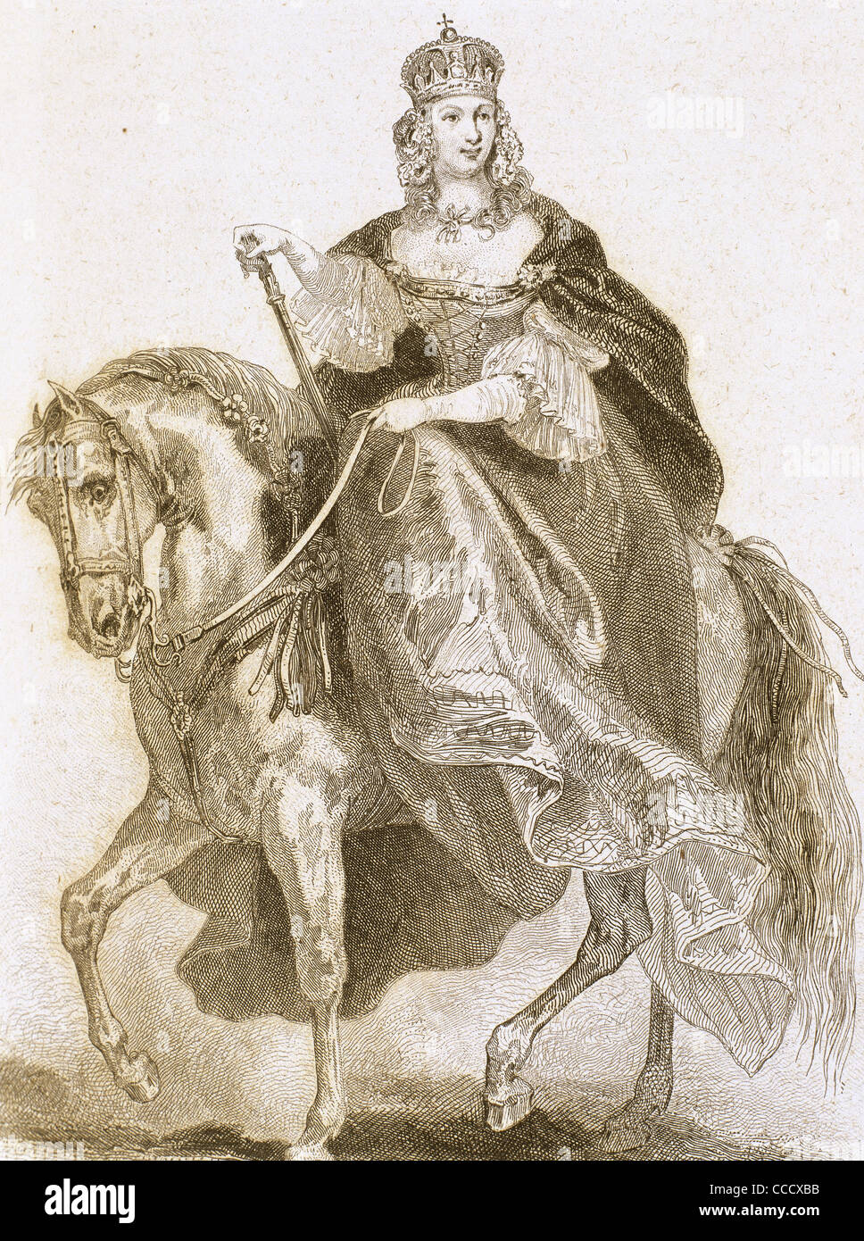 Maria Theresa (1717-1780). Empress of the Holy Roman Empire. Portrait. Engraving. Stock Photo