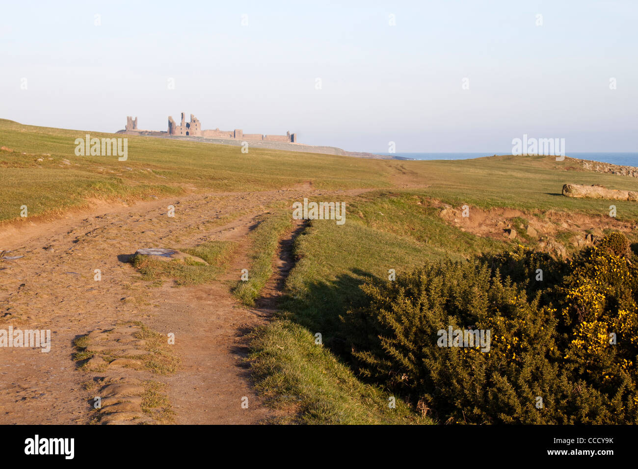 Dunstanburgh Castle.An iconic castle ruin, once one of the largest and grandest fortifications in Northern England. Stock Photo