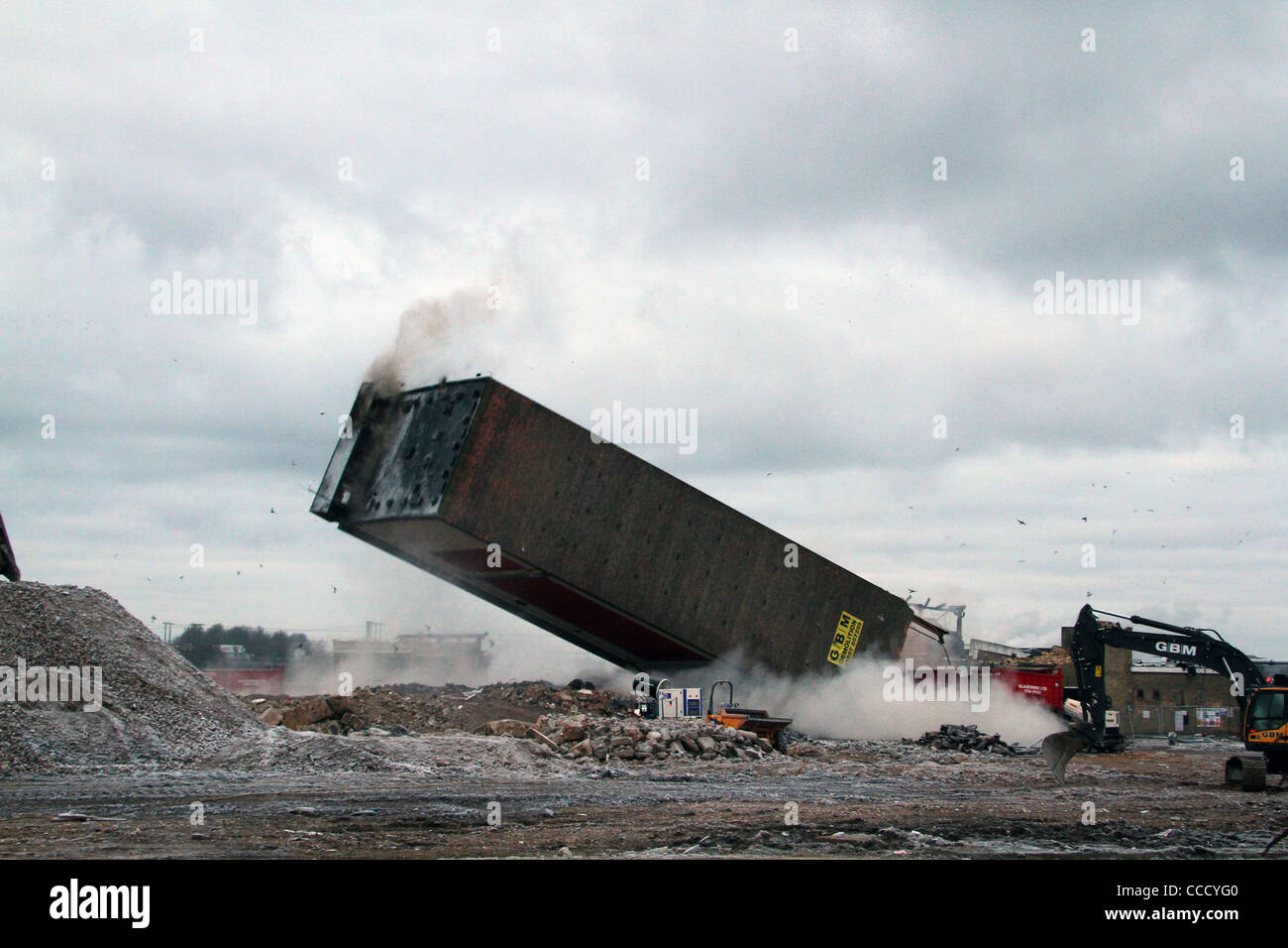 The demolition of the Campbell's Soup Tower in Kings Lynn England Stock Photo