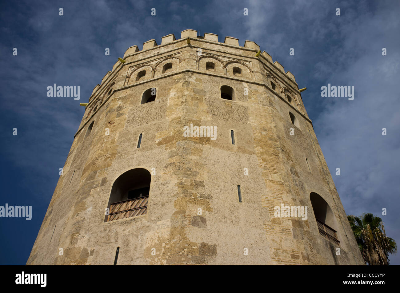 Torre del Oro, Seville, Andalucia, Spain. Built by the Almohad Dinasty as a watchtower and defensive barrier on the river Stock Photo