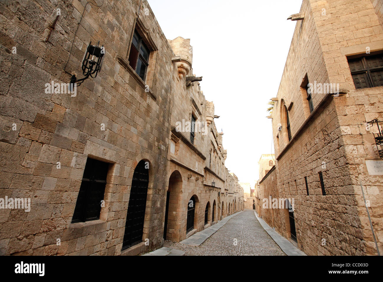 Medieval street, Rodos, Rhodes island, Dodekanes, Greece, Europe Stock Photo