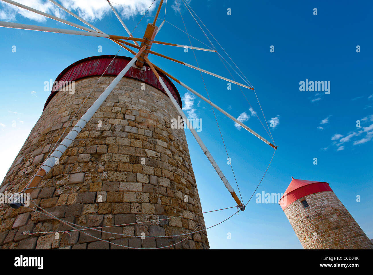 Wind mill, Rodos, Rhodes island, Dodekanes, Greece, Europe Stock Photo