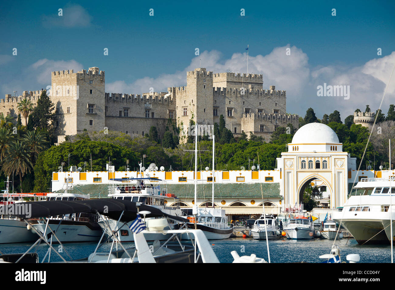 Rhodes Town Harbour, Rhodes island, Dodekanes, Greece, Europe Stock Photo