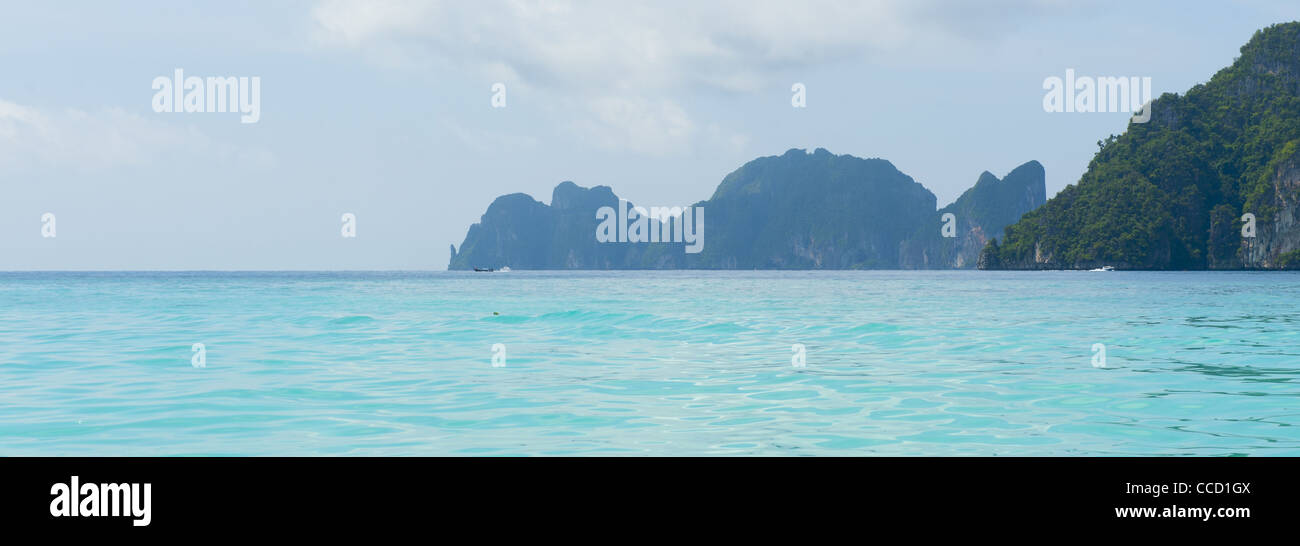 The island from The Beach movie at Ko Phi Phi in Thailand Stock Photo