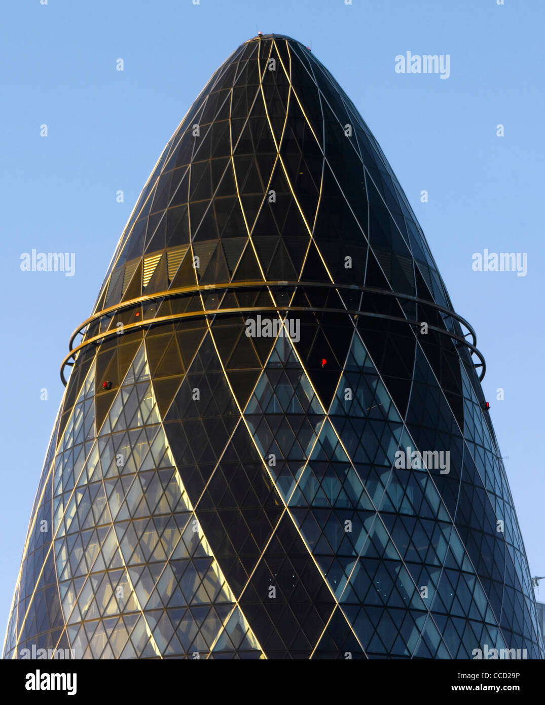 swiss re building, foster and partners, london 2011-tight view of top ...