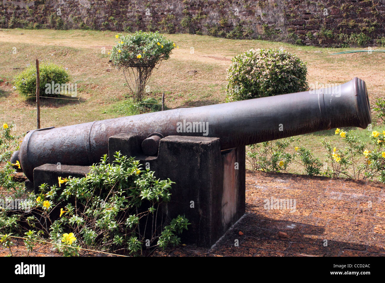 medieval cannon used by the british at the kannur fort, kerala India Stock Photo