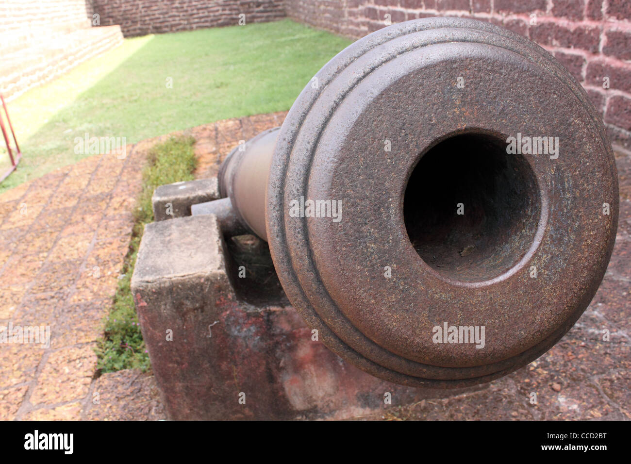 Medieval cannon used by the British at the kannur fort, kerala India Stock Photo