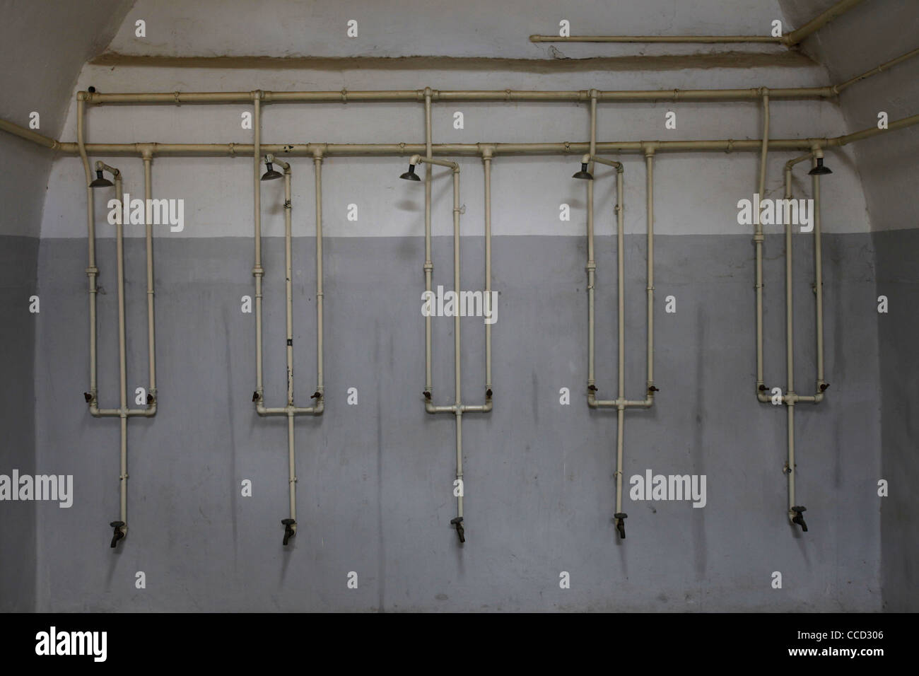 Shower room at the prisoner's quarters in the Museum of Underground
