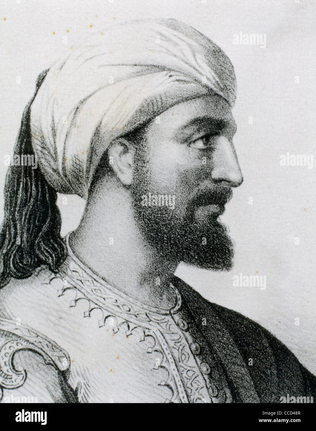 Abd-ar-Rahman III (889- 961). Emir and Caliph of Al-Andalus. Portrait. Engraving. 19th century. Stock Photo