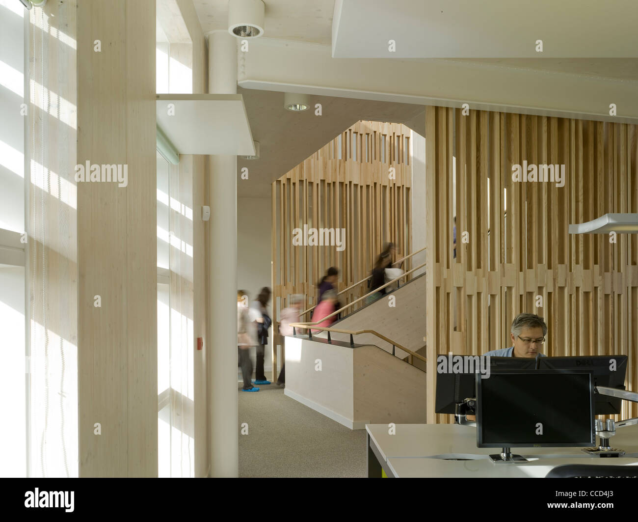 THE WOODLAND TRUST HQ FEILDEN CLEGG BRADLEY STUDIOS GRANTHAM NOV 2010 VIEW FROM OPEN PLAN OFFICE
