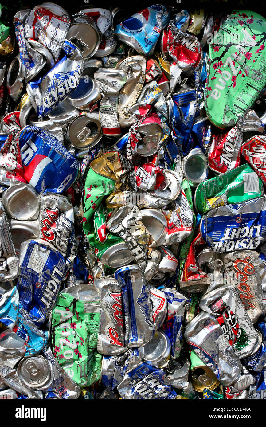 compressed cans ready for recycling Hawaii USA Stock Photo Alamy