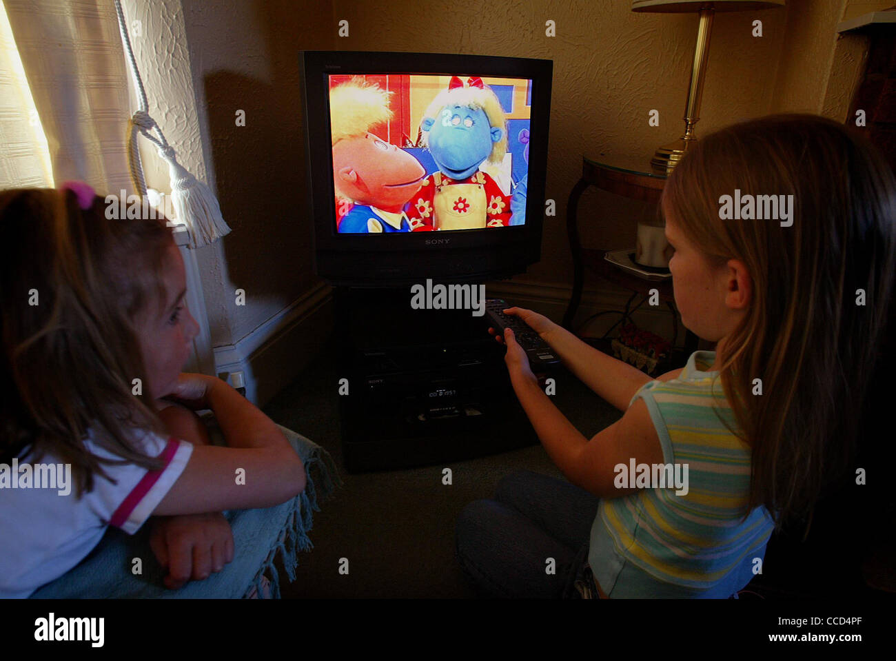 Children watching television. Stock Photo