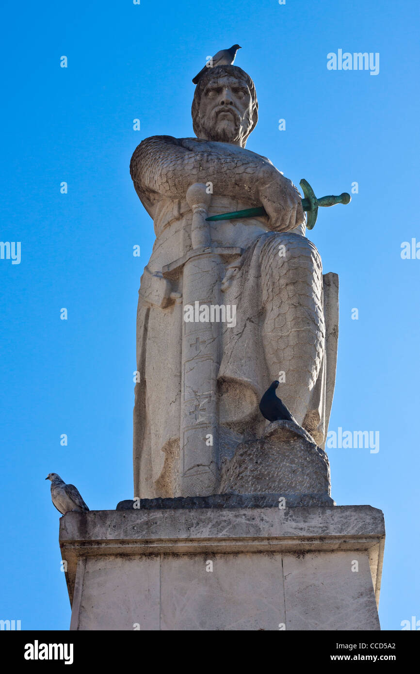 Statue of Alonso Perez de Guzman, Spanish nobleman, also known as Guzman el Bueno. Tarifa, Spain. Stock Photo