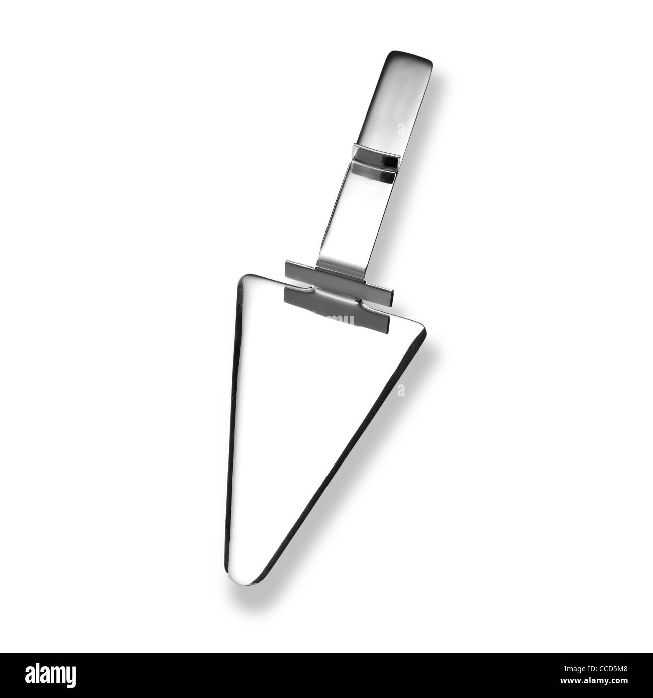 Still life shot of a stainless steel kitchen implement or cake slice on a white background with shadow Stock Photo
