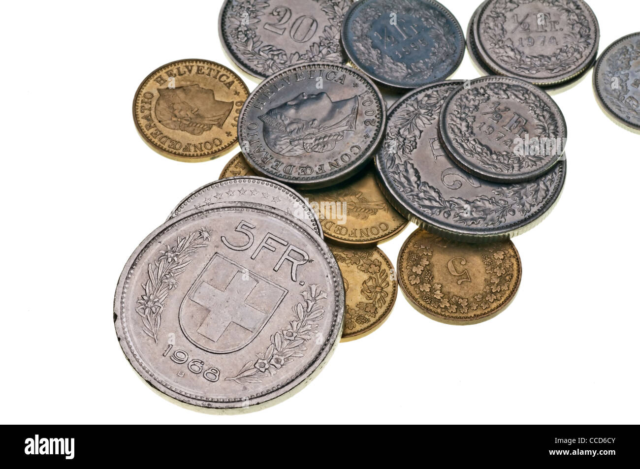 Currency of Switzerland Franken and Rappen Stock Photo