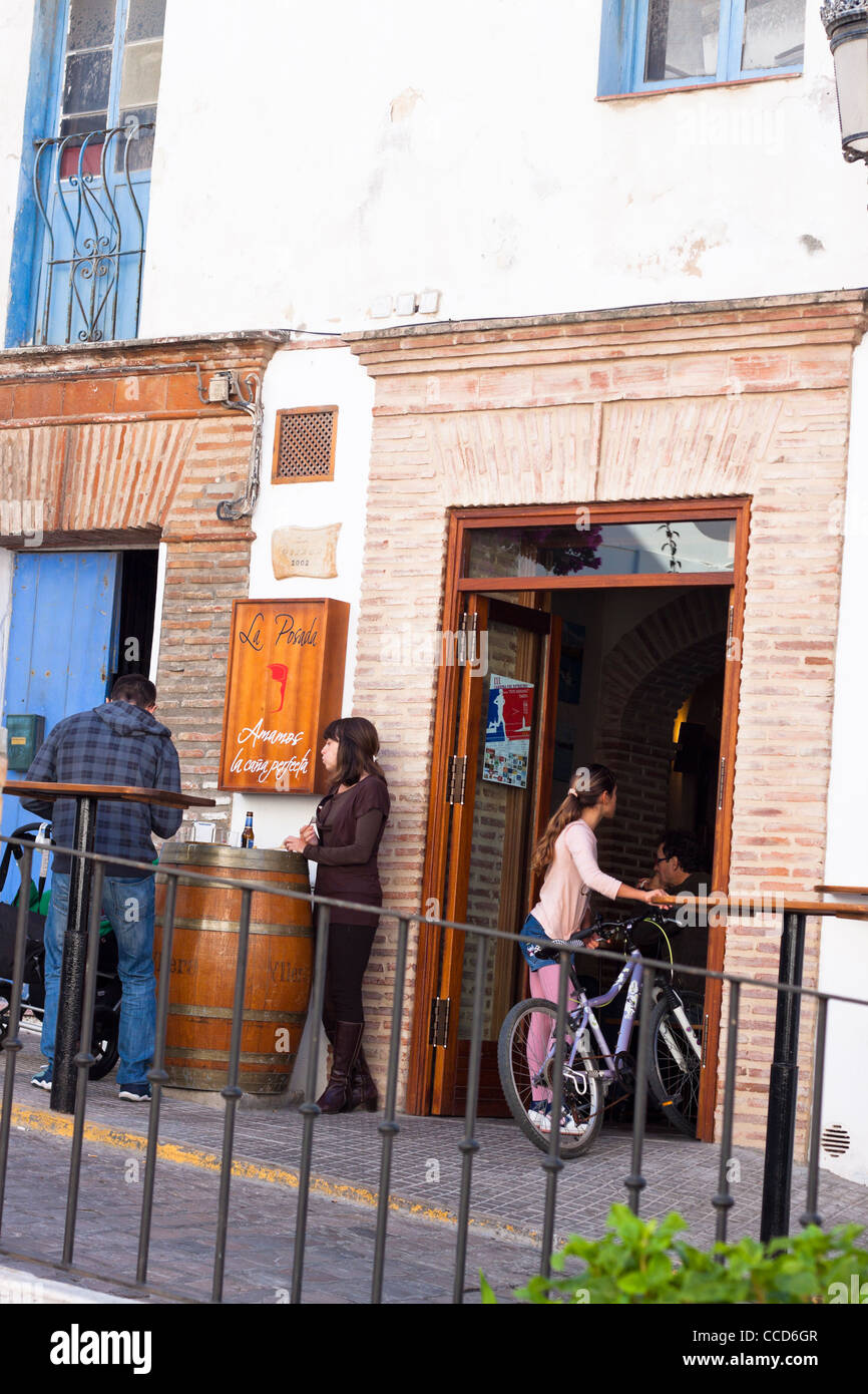 Spanish tapas restaurant in Tarifa, Costa de la Luz, Cadiz, Andalusia, Spain. Stock Photo