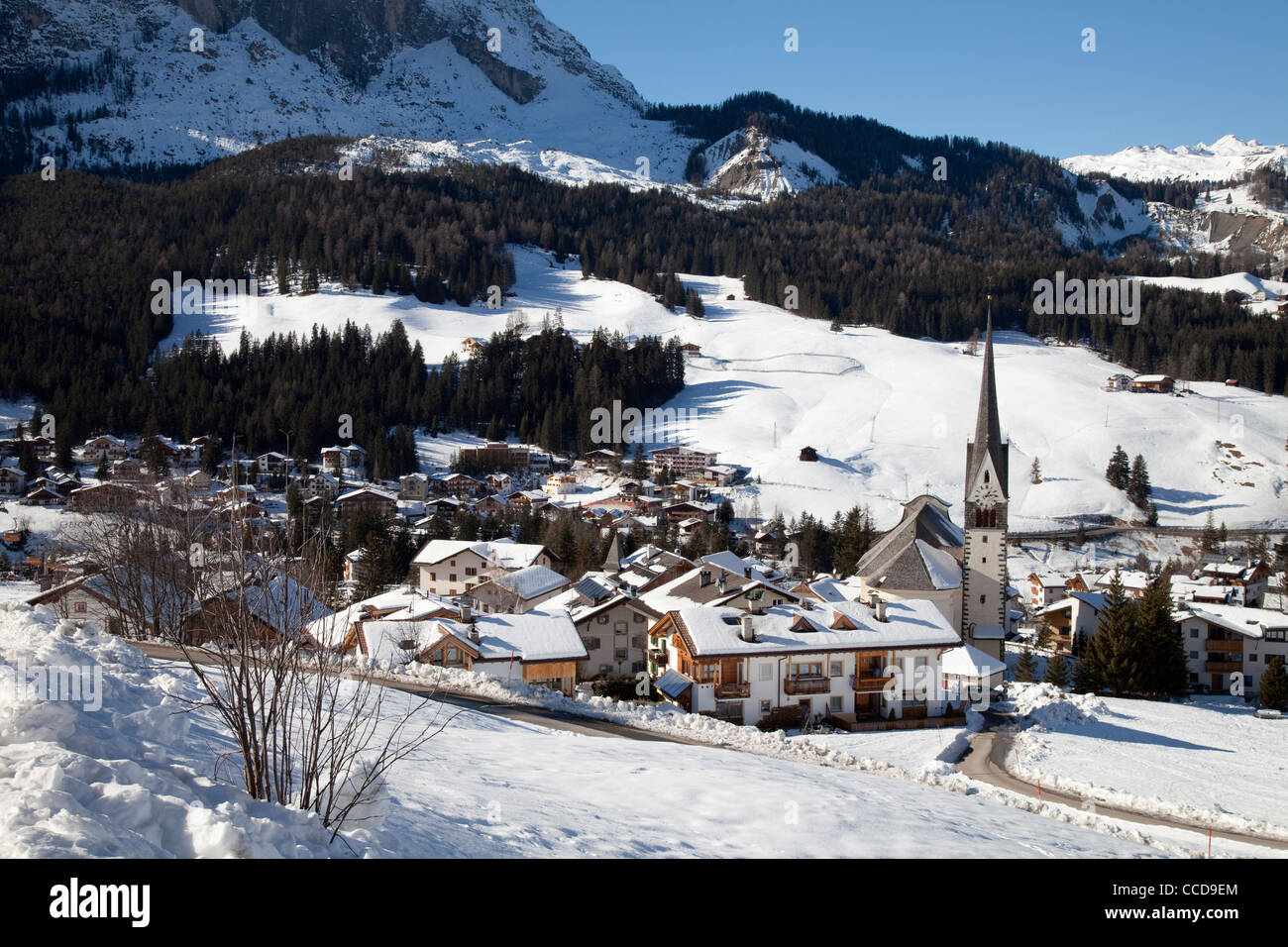 St. Leonhard in Gader valley Dolomite alps Stock Photo