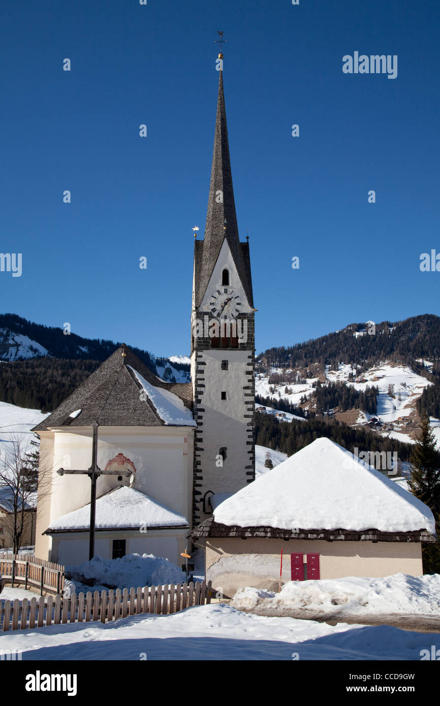 Church of St. Leonhard in Gader valley Stock Photo