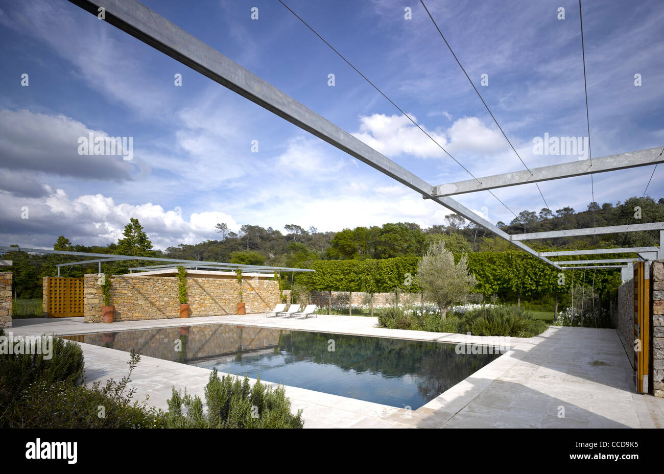 Overall View POOL HOUSE-OVERALL VIEW UNDER STEEL CANOPY Stock Photo - Alamy