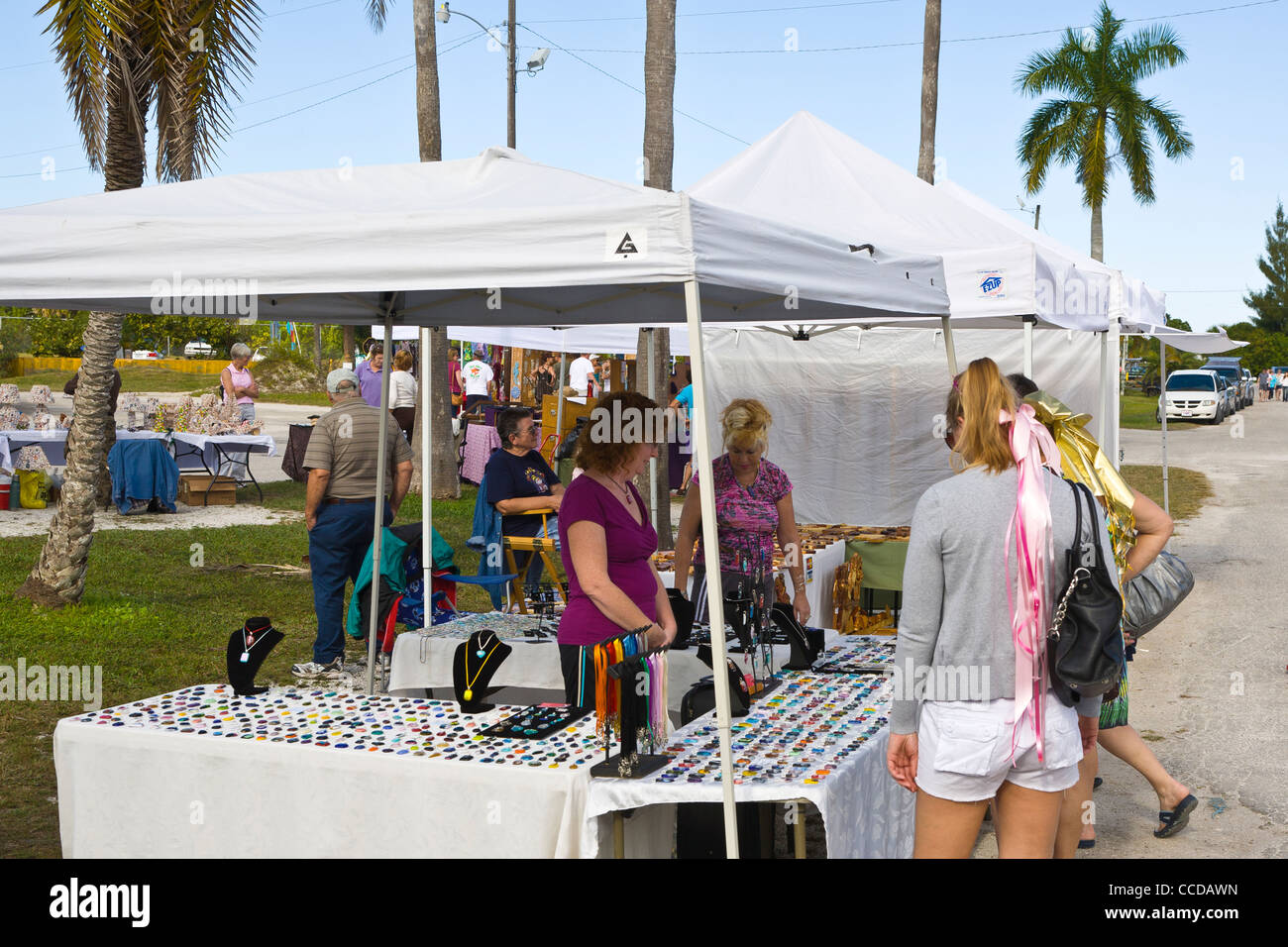 Saturday Arts & Crafts Show in historic Placida Fishing Village in Placida Florida Stock Photo