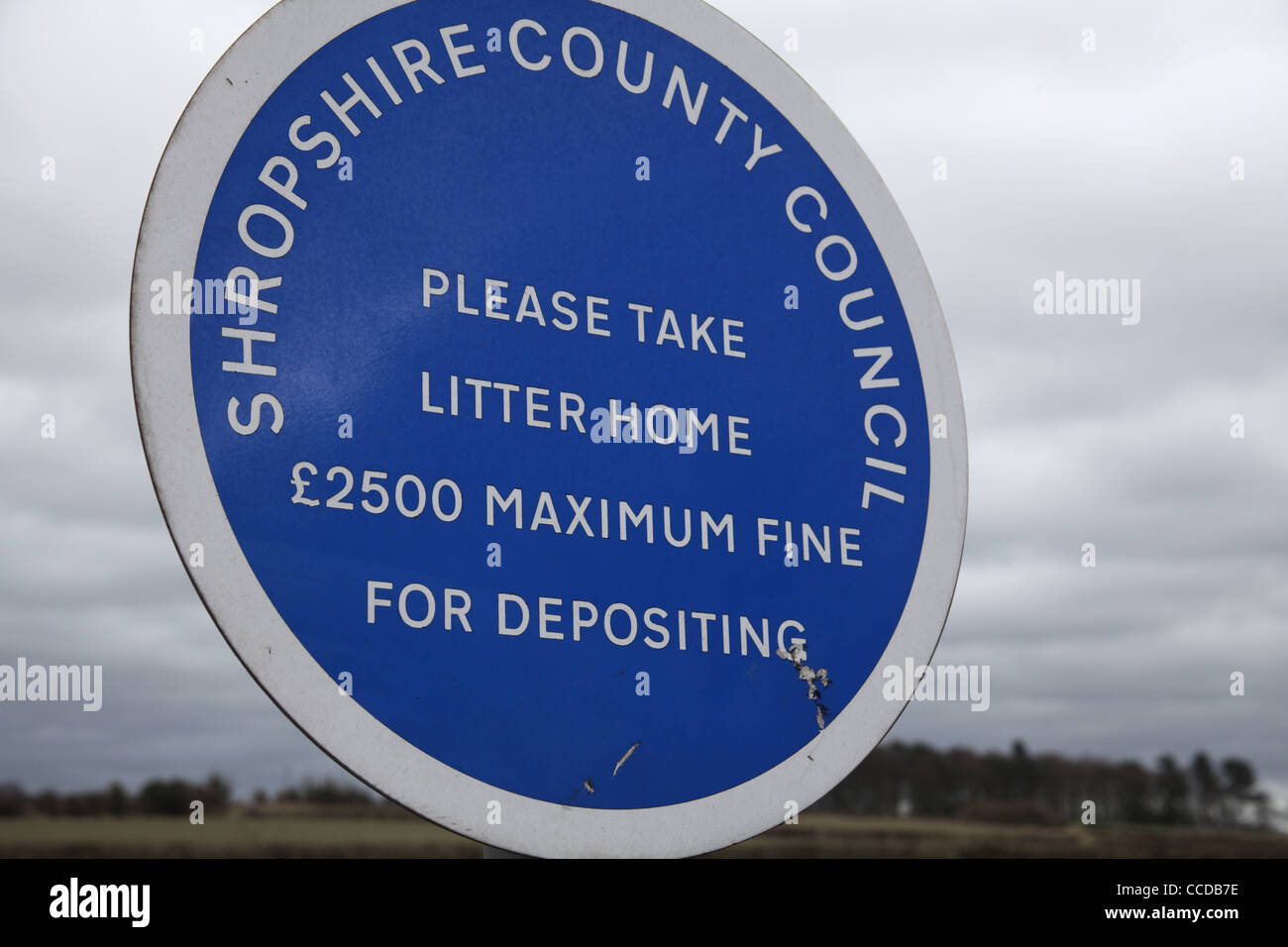 Shropshire County Council Sign in Layby Stock Photo