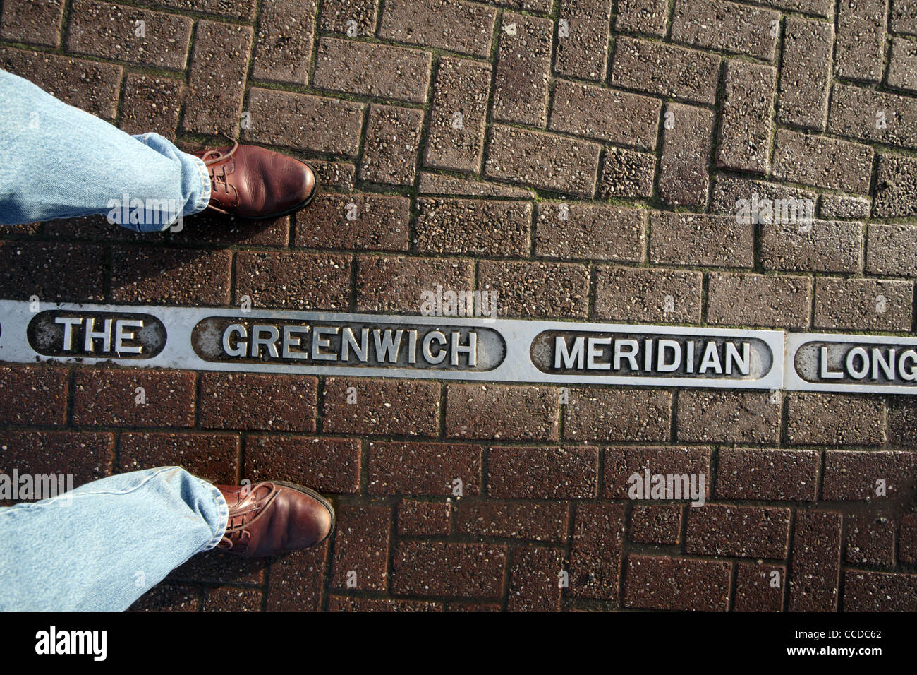 The line marking the Greenwich Meridian, Cleethorpes, Lincolnshire Stock Photo