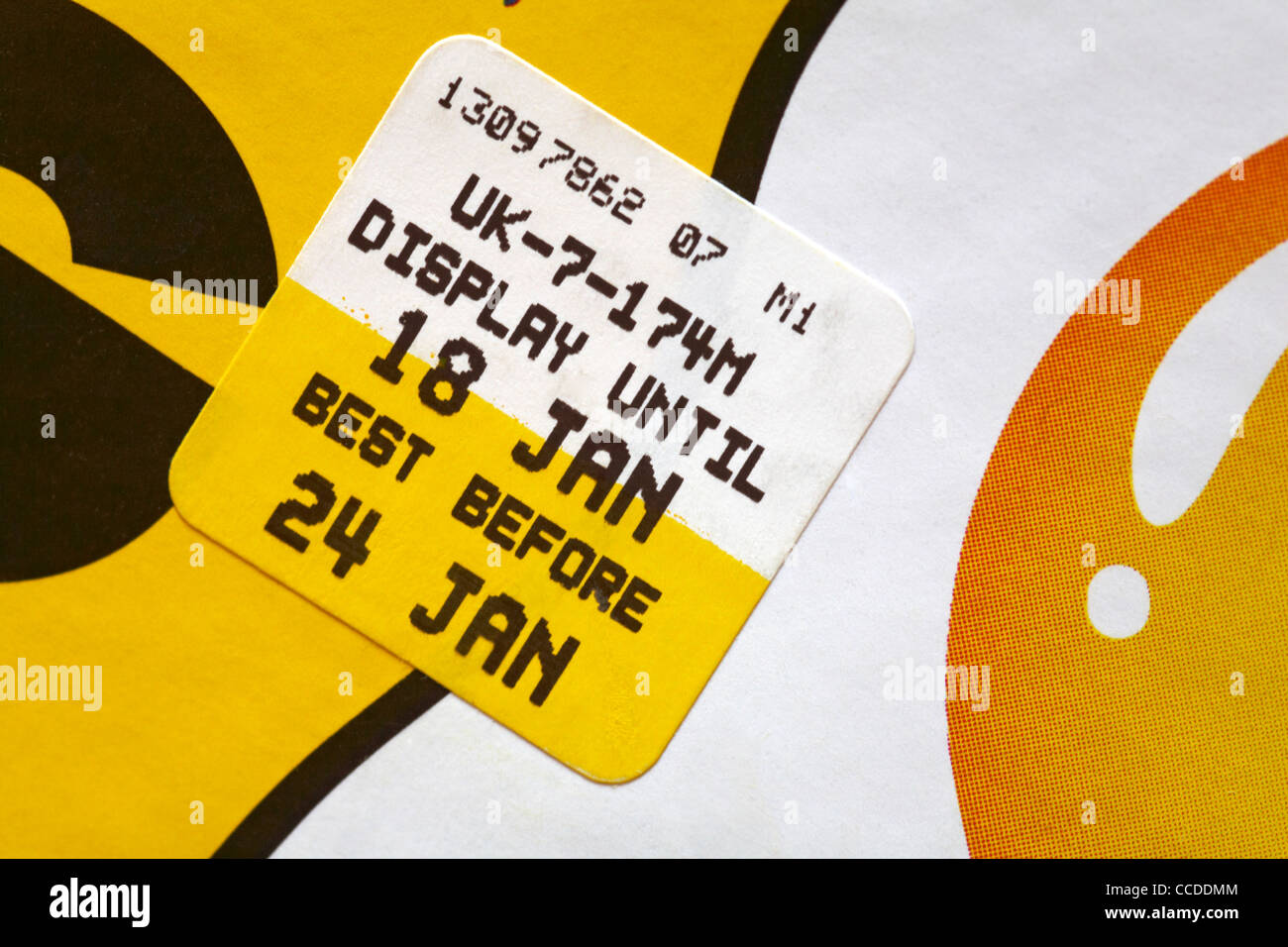 Display until and Best before information on label on egg carton Stock