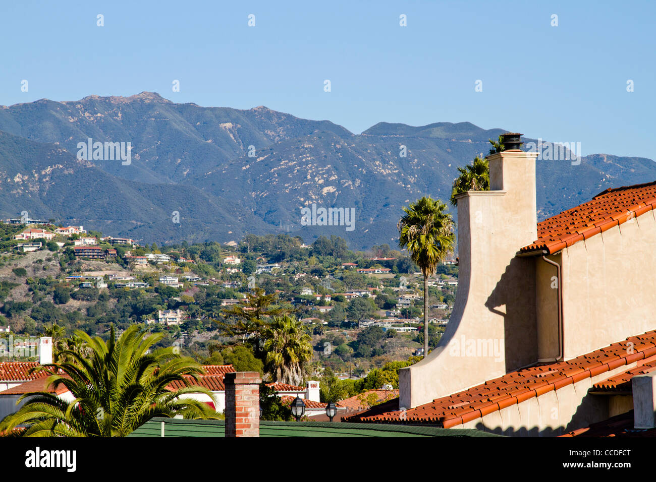 View of hills and "Riviera" in "Santa Barbara", California Stock Photo
