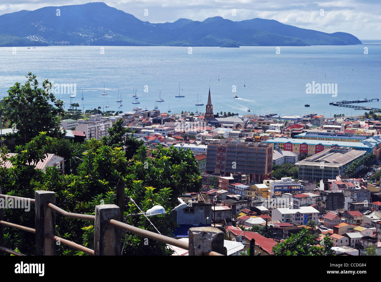 Elevated view of town, Port de France, Martinique, Caribbean, West