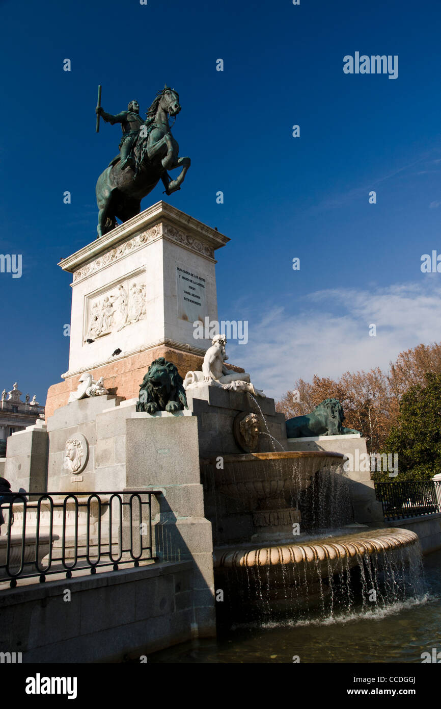 Statue of King Philip IV of Spain at Plaza de Oriente, Madrid, Spain. Stock Photo