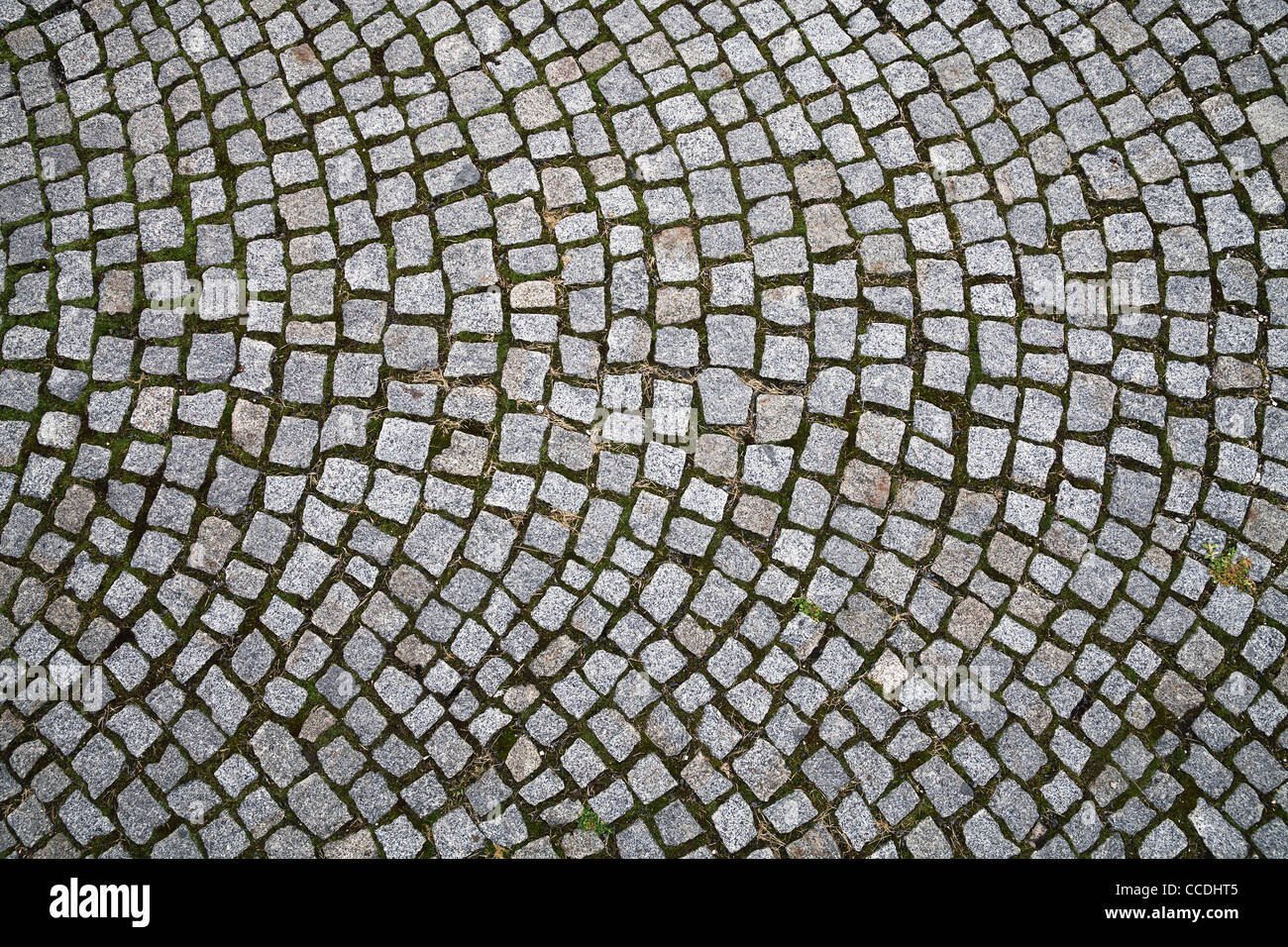 Closeup view on a cobblestone road - pattern - background Stock Photo