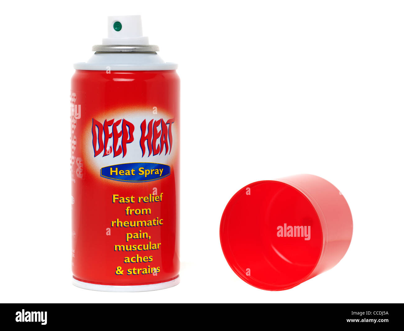 Spray can of Deep Heat pain relief Stock Photo